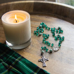 Green Crystal & Ceramic St. Patrick Rosary thumbnail 1