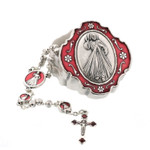 Divine Mercy Rosary with Red Enamel Box thumbnail 1