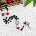 Santiago Red & Black Glass Bead Rosary thumbnail 3