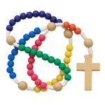 Wood Multi-Colored Children's Corded Rosary thumbnail 1