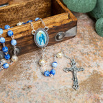 Silver / Blue Miraculous Rosary thumbnail 1