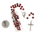 Rose Scented Wood Rosary in Glass Bottle thumbnail 1