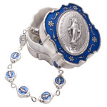 Blue Enamel Miraculous Box w/ Rosary Bracelet thumbnail 1