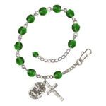 St. Michael The Archangel Green May Rosary Bracelet 6mm thumbnail 1