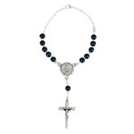 St. Michael Blue Wood Auto Rosary thumbnail 1