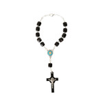 Black Wood St. Benedict Auto Rosary with Jubilee Medal Crucifix thumbnail 1