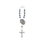 Blue Sun-Cut Crystal Lourdes Water Auto Rosary