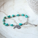 Sterling & Turquoise Nugget Our Lady of Guadalupe Rosary Bracelet	 thumbnail 4