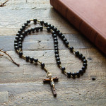 Black Wood Rosary with Colored Corpus thumbnail 3