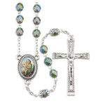 St. Joseph Teal Czech Glass Rosary thumbnail 1