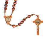 St. Benedict Cherry Finish Wood Rosary thumbnail 1