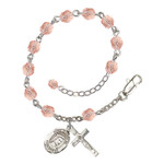 St. Elizabeth Of Hungary Pink October Rosary Bracelet 6mm thumbnail 1