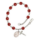 St. Margaret Of Scotland Red July Rosary Bracelet 6mm thumbnail 1