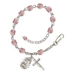 St. Gerard Majella 6mm light purple June Rosary Bracelet thumbnail 1