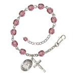 St. Teresa Of Avila Purple February Rosary Bracelet 6mm thumbnail 1