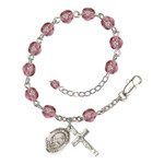 St. Dymphna Purple February Rosary Bracelet 6mm thumbnail 1