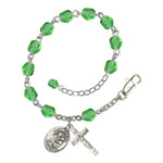 St. Anthony Of Padua Green August Rosary Bracelet 6mm thumbnail 1