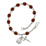 St. Lucy Red January Rosary Bracelet 6mm thumbnail 1