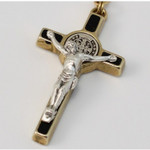 St. Benedict Gold Plated Black Rosary thumbnail 2