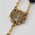 St. Benedict Gold Plated Black Rosary thumbnail 4