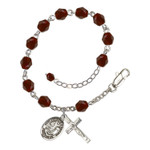 St. Catherine Of Bologna Red January Rosary Bracelet 6mm thumbnail 1