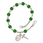 St. Margaret Of Scotland Green May Rosary Bracelet 6mm thumbnail 1