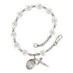 St. Olivia Crystal April Rosary Bracelet 6mm thumbnail 1