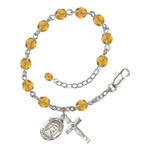 St. Elizabeth Of Hungary Yellow November Rosary Bracelet 6mm thumbnail 1