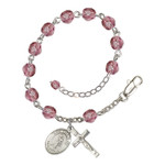 St. Joan Of Arc Purple February Rosary Bracelet 6mm thumbnail 1