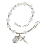 St. Agnes Of Rome Crystal April Rosary Bracelet 6mm thumbnail 1