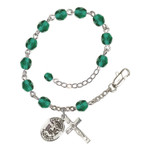 St. Michael The Archangel Teal December Rosary Bracelet 6mm thumbnail 1