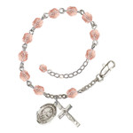 St. Dymphna Pink October Rosary Bracelet 6mm thumbnail 1