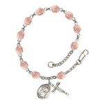 St. Monica Pink October Rosary Bracelet 6mm thumbnail 1