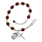 St. Gianna Beretta Molla Red January Rosary Bracelet 6mm thumbnail 1