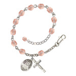 St. Maria Faustina Pink October Rosary Bracelet 6mm thumbnail 1