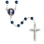 St. Michael Blue Wood Rosary with Round Center thumbnail 1
