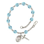 Guardian Angel w/Child Aqua Blue March Rosary Bracelet 6mm thumbnail 1