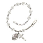 St. Catherine Of Siena Crystal April Rosary Bracelet 6mm thumbnail 1