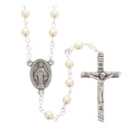 Pearl Bead Miraculous Medal Rosary thumbnail 1