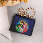 Personalized Holy Family Stained Glass Rosary Pouch thumbnail 1