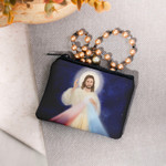 Personalized Divine Mercy Night Sky Rosary Pouch thumbnail 1
