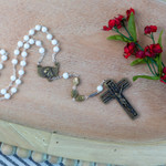 Bronze & White Glass USA Rosary  thumbnail 1