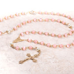 Rose Cats Eye & Pearl Miraculous Medal Rosary thumbnail 2