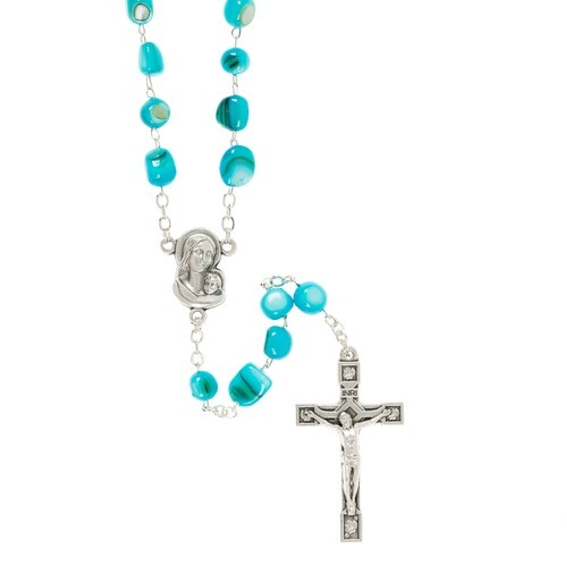 Turquoise Madonna of the Streets Rosary with Box | Rosary.com™