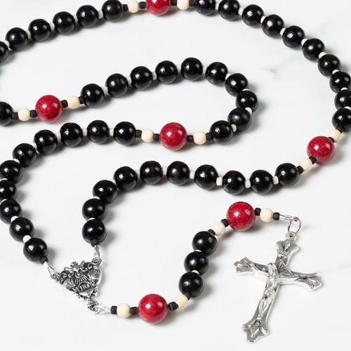 M Men Style 6 mm Black Round Crystal Rosary Bead Long Necklace Silver  Christian Jesus Cross Pendant For Catholic Christmas Gift Stainless Steel,  Crystal Pendant Set Price in India - Buy M