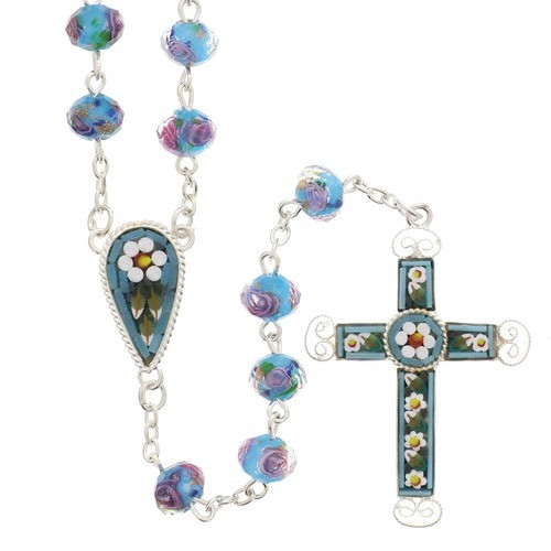 Aqua Blue Florentine Mosaic Rosary