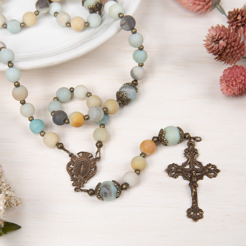 Miraculous Medal Amazonite Rosary