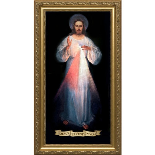 Divine Mercy with Gold Frame [8 x 16]