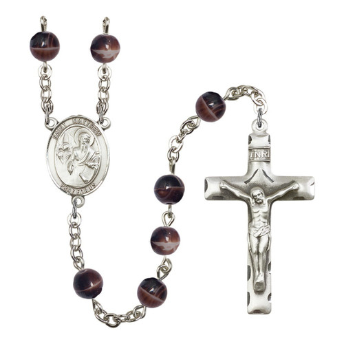 St. Matthew the Apostle Brown Glass Rosary