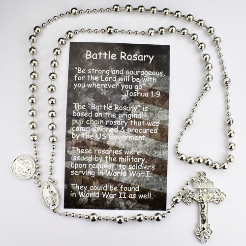 Silver Plated WWI Battle Style Rosary